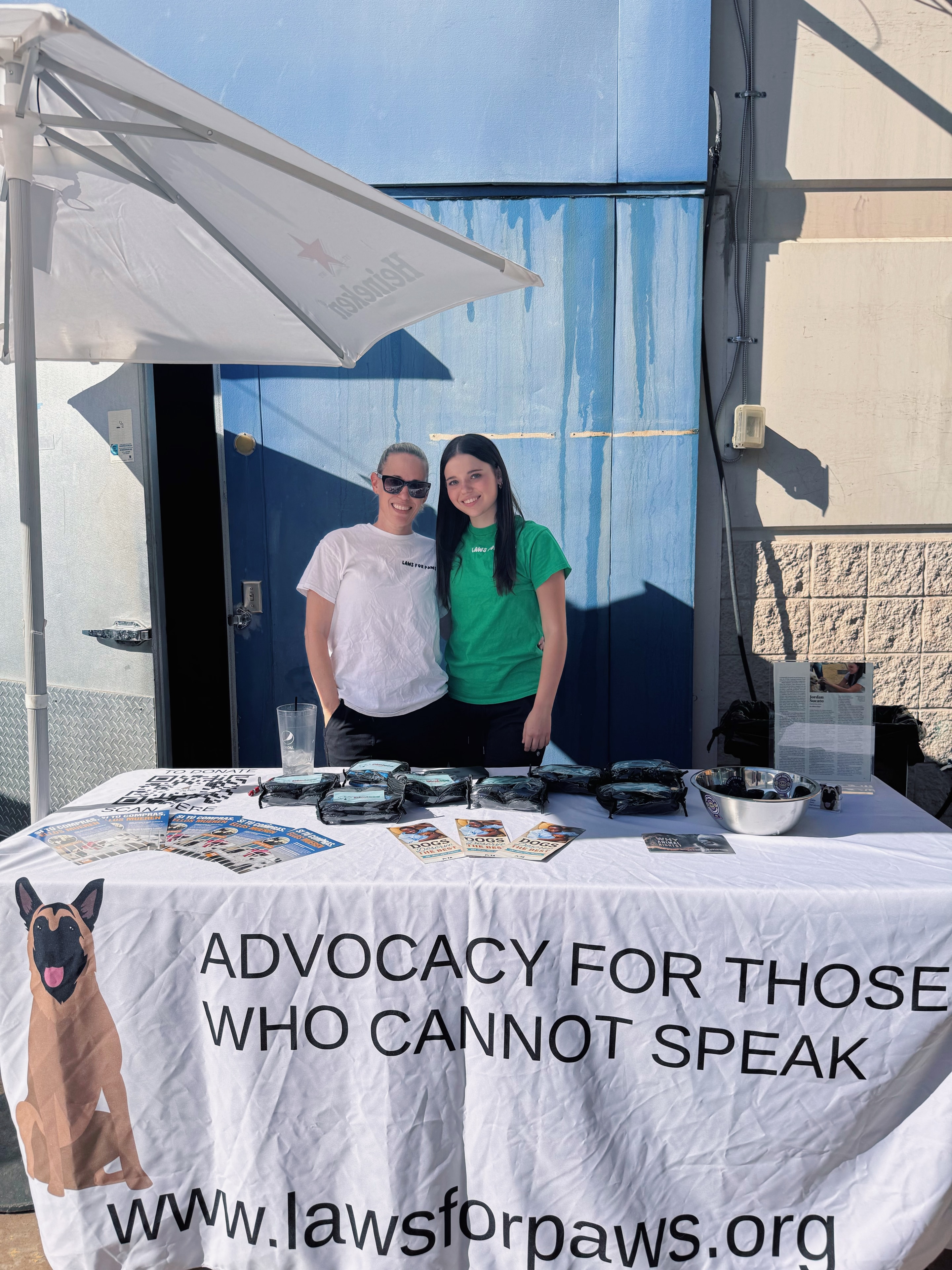 Two women at animal advocacy booth